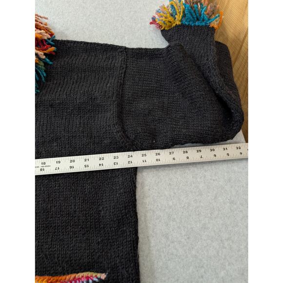 The Sweater Venture Size? XL 50% Wool 50% Alpaca Rainbow Fringe Artsy Cardigan - Picture 10 of 14